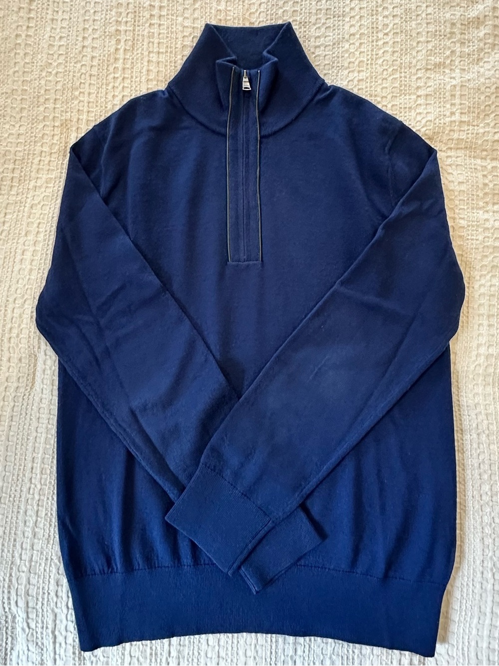 Men’s Banana Republic Quarter Zip Sweater Merino Wool Blend Blue Size M